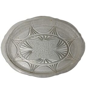 Vintage Hazel Atlas Serving Platter Oval 13 in Royal Lace Depression Glass SEE‎